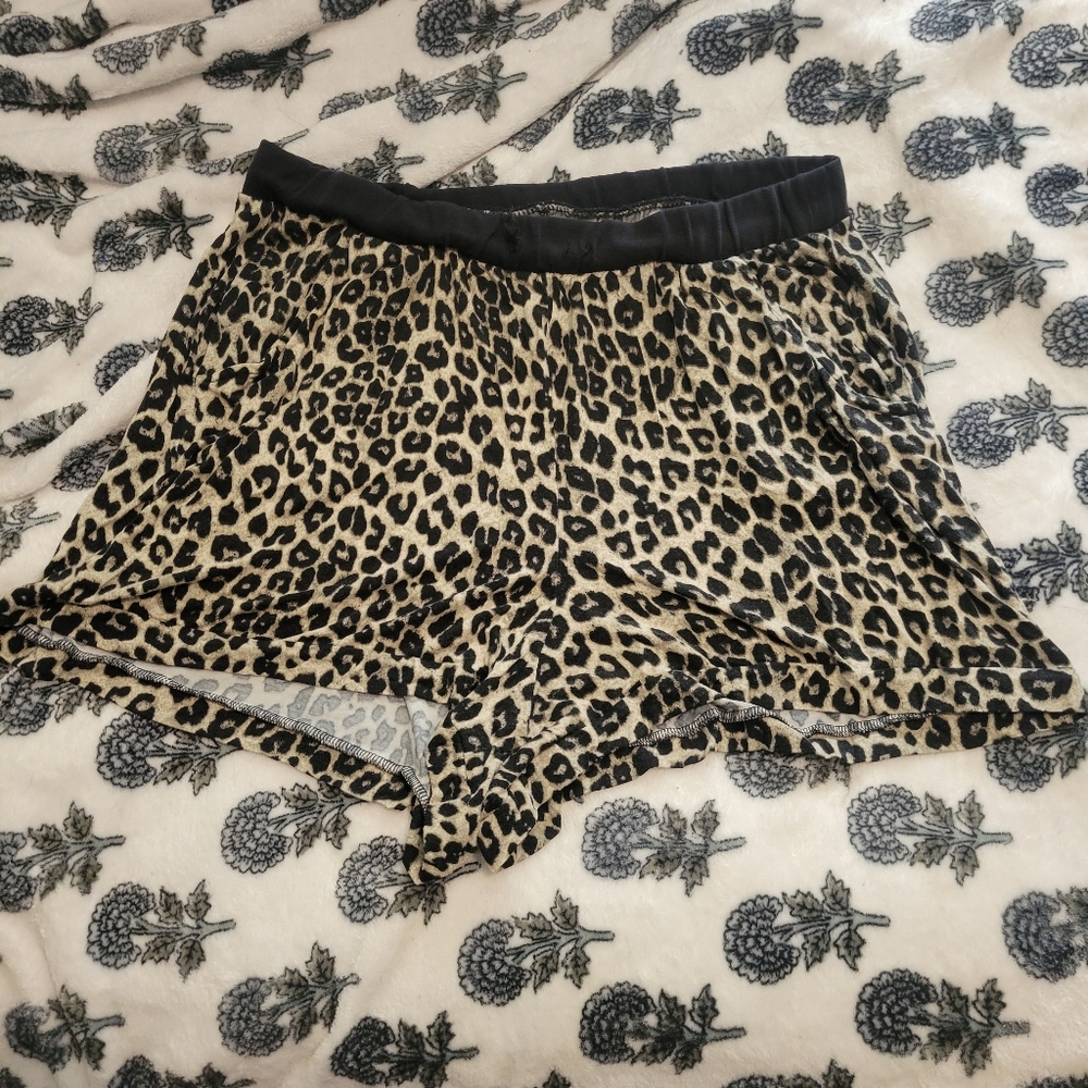 Torrid Black and Gray Leopard Print Sleep Shorts